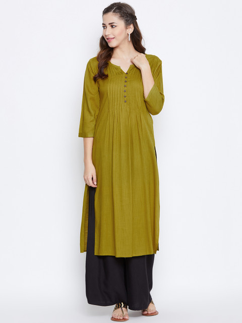

Prakhya Women Green Solid Straight Kurta