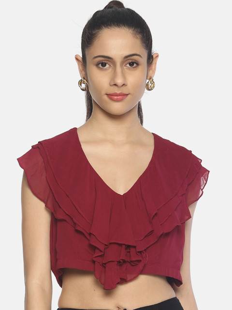 

AARA Women Maroon Solid A-Line Top