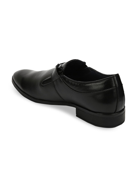 

Teakwood Leathers Men Black Solid Leather Slip-Ons