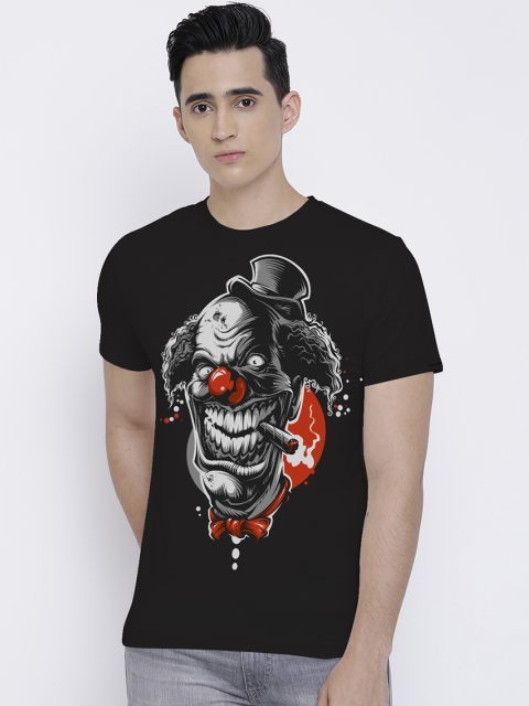 

THREADCURRY Men Black Printed Round Neck T-shirt