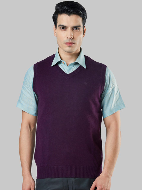 

Raymond Men Violet Solid Sweater Vest