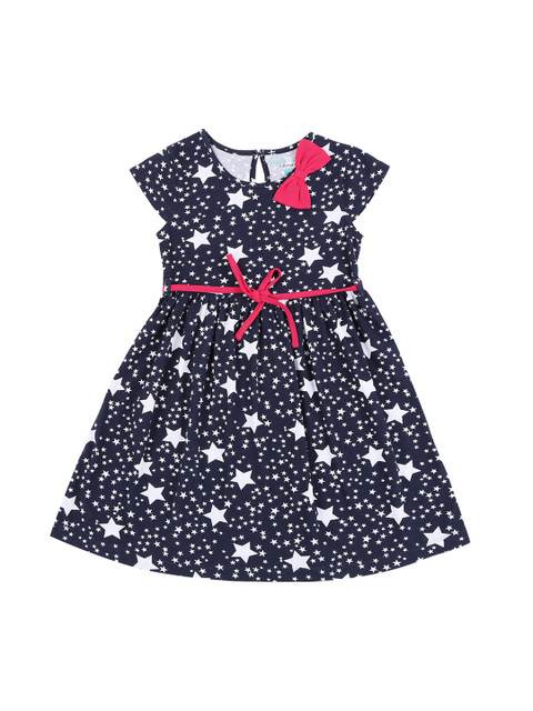 

Pantaloons Junior Girls Navy Blue Printed A-Line Dress