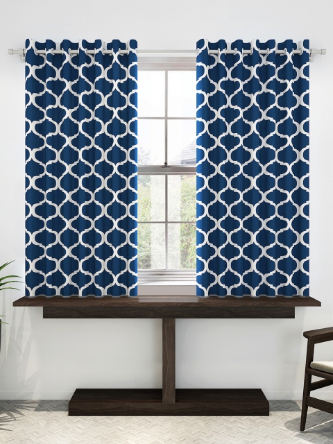 

Divine Casa Blue & White Set of 2 Window Curtains