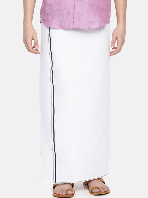 

Chennis Men White Solid Cotton Dhoti
