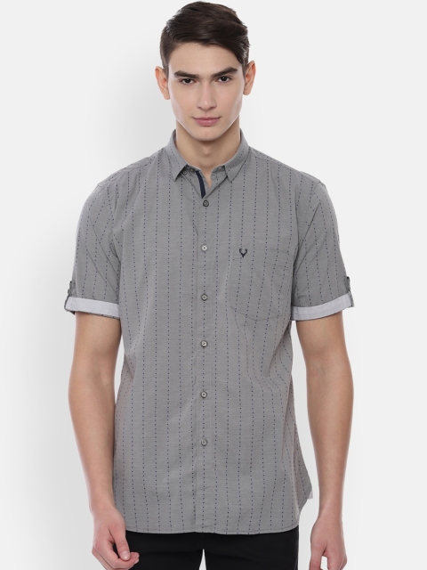

Allen Solly Men Grey Slim Fit Striped Casual Shirt