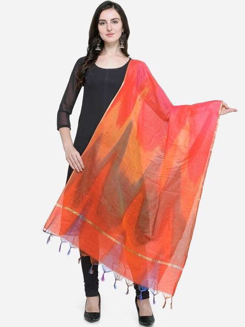

Satrani Orange Printed Dupatta