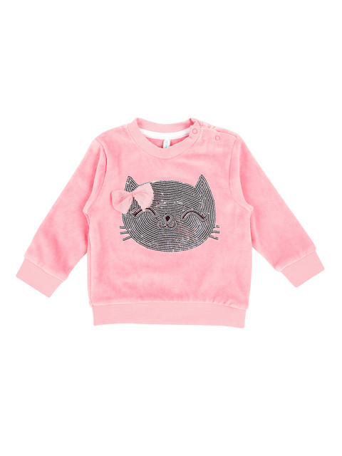 

Pantaloons Baby Girls Pink & Black Sequinned Detail Sweatshirt