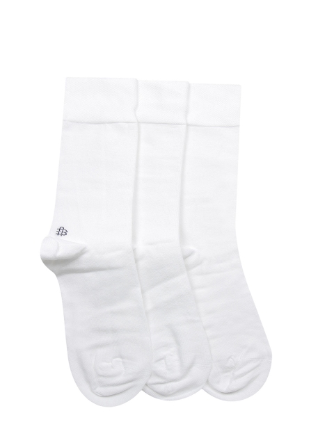 

Bonjour Men Pack of 3 White Solid Calf-Length Socks
