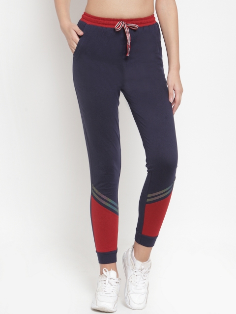 

Boston Club Women Navy Blue Colurblocked Slim Fit Joggers