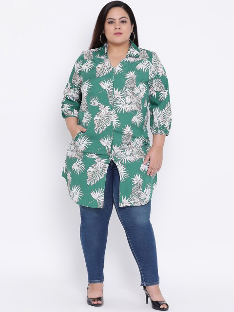 

Oxolloxo Women Green Regular Fit Printed Casual Shirt