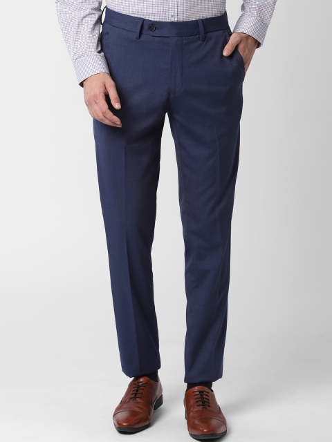 

Peter England Men Navy Blue Slim Fit Solid Formal Trousers