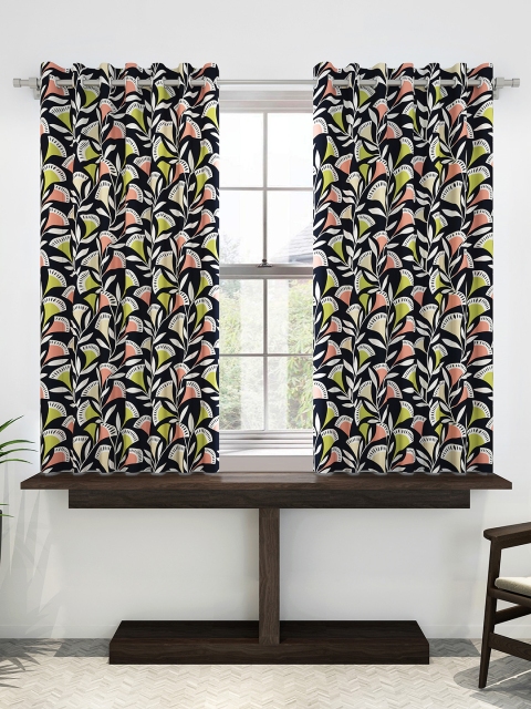 

Divine Casa Black & Pink Set of 2 Window Curtains