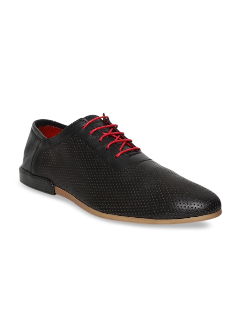 

JOE SHU Men Black Solid Leather Derbys