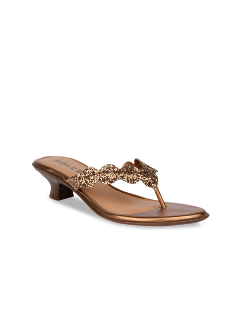 

SOLES Women Bronze-Toned Textured Heels