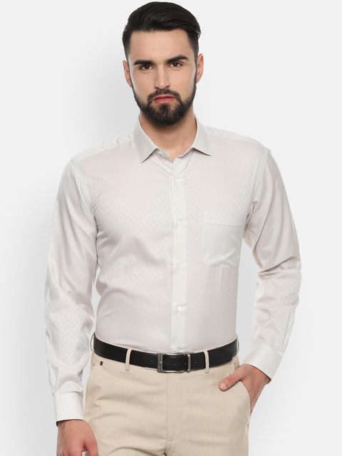 

Van Heusen Men Off-White Regular Fit Self Design Formal Shirt