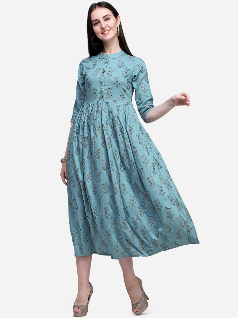 Mirchi Fashion Women Blue Embroidered Anarkali Kurta