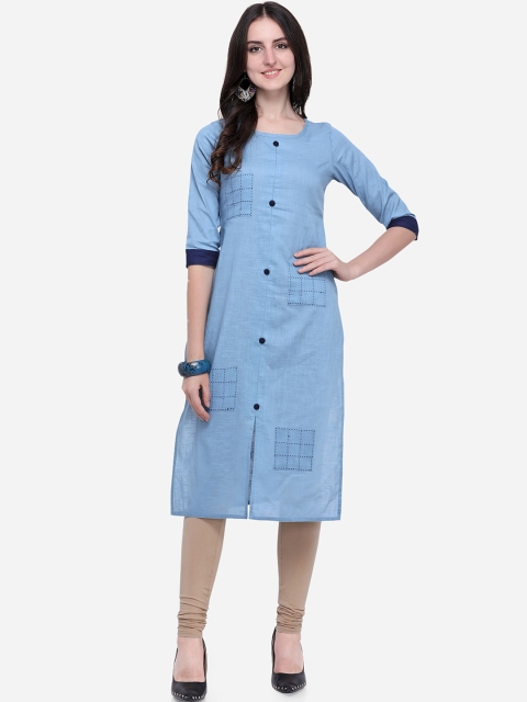 

Mirchi Fashion Women Blue Solid Straight Kurta
