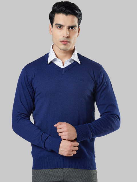 

Raymond Men Blue Solid Sweater