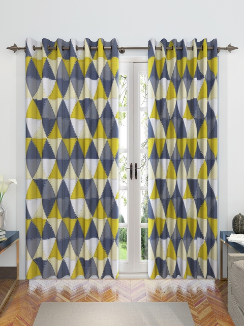 

Divine Casa Yellow & Grey Set of 2 Door Curtains
