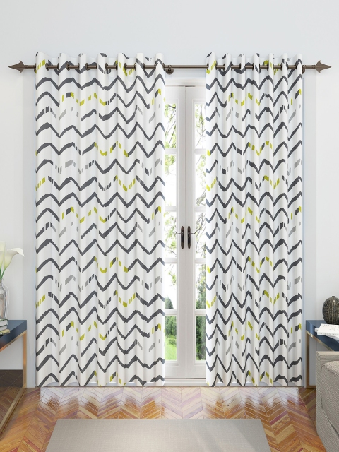 

Divine Casa Set of 2 White & Grey Printed Door Curtains