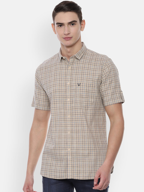 

Allen Solly Men Beige Slim Fit Checked Casual Shirt