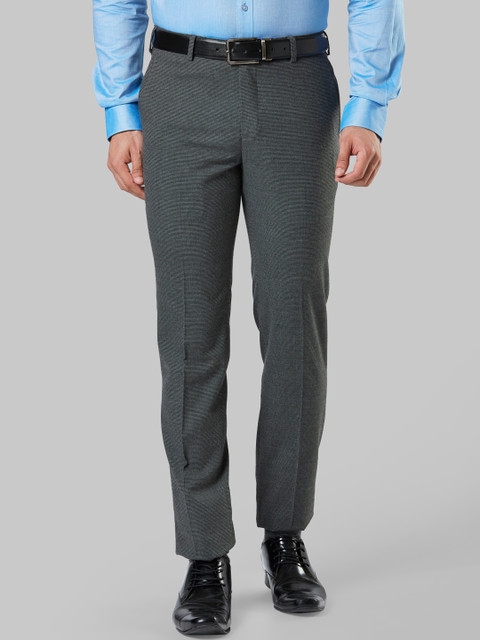 

Raymond Men Grey Regular Fit Self Design Formal Trousers