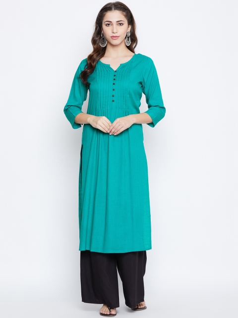 

Prakhya Women Teal Green Solid Straight Kurta