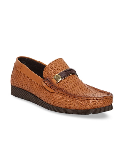 

JOE SHU Men Brown Textured Loafers