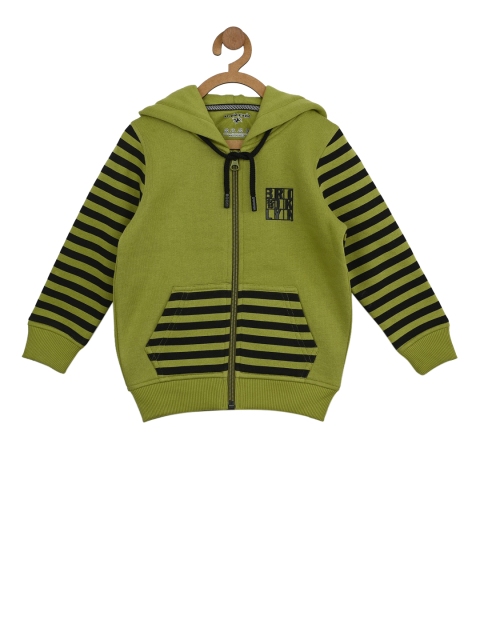 

Stupid Cupid Boys Green Striped Hooded Sweatshirt