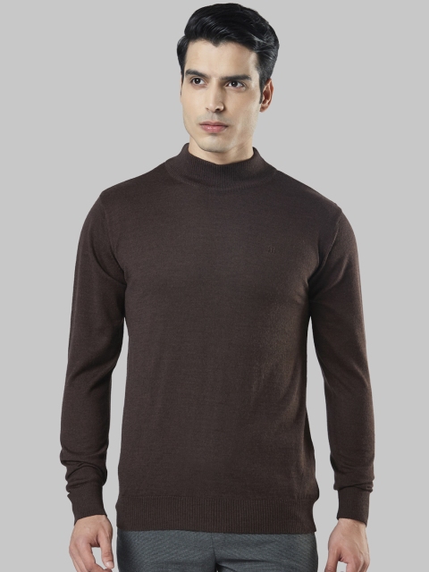 Raymond Men Brown Solid Pullover Sweater