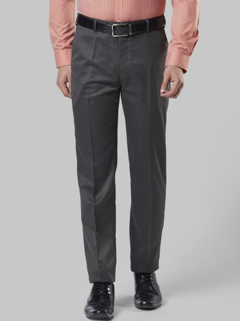

Next Look Men Charcoal Grey Regular Fit Solid Formal Trousers