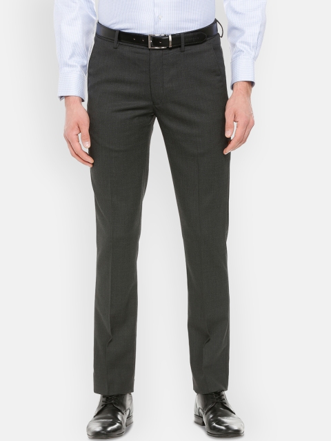 

Louis Philippe Men Charcoal Grey Slim Fit Solid Formal Trousers