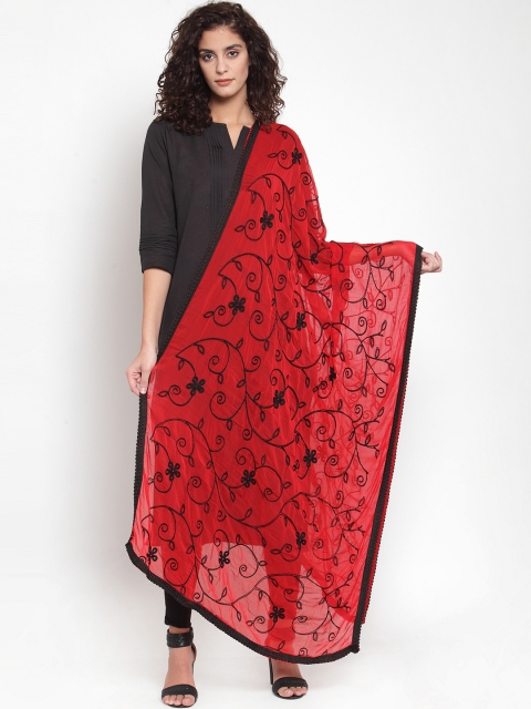 mf Red Embroidered Dupatta