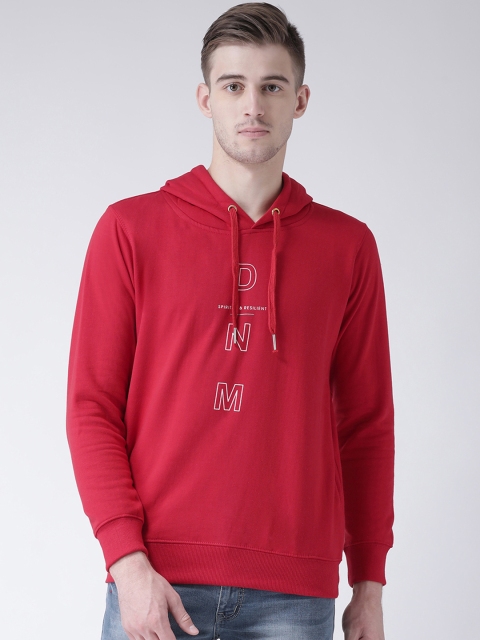 

COBB Men Red Printed Hooded Pullover Sweatshirt