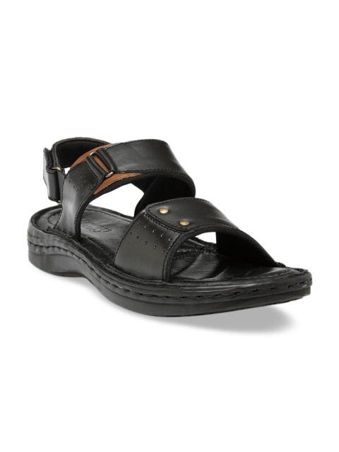 Teakwood Leathers Men Black Leather Sandals