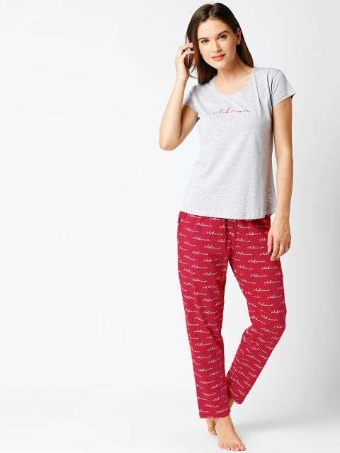 

I like me Women Grey & Red Printed Night Suit ILM-WNS-9117-GY