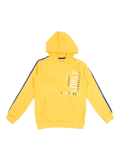 

Pantaloons Junior Boys Yellow Printed Hooded Sweatshirt