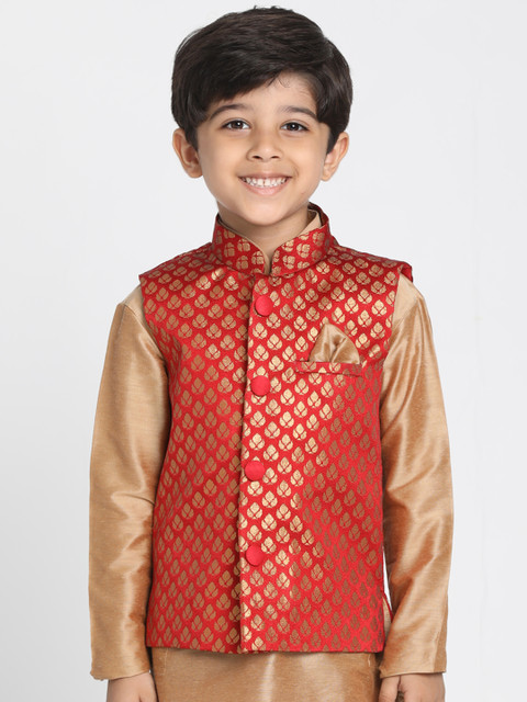 

JBN Creation Boys Maroon Printed Nehru Jacket