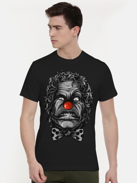 

THREADCURRY Men Black Printed Circus Joker Round Neck T-shirt
