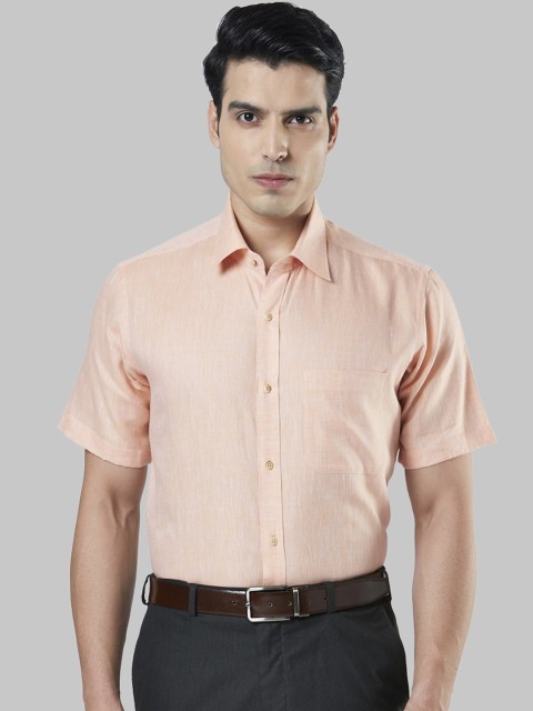 

Raymond Men Orange Regular Fit Self Design Formal Shirt