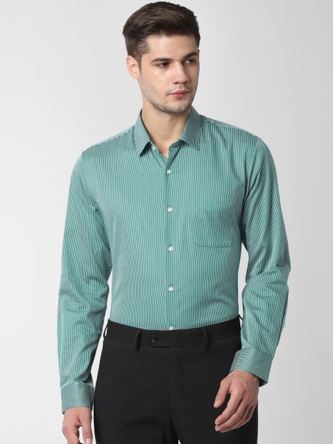

Peter England Men Green & White Slim Fit Striped Formal Shirt