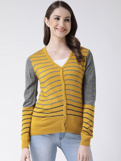 

Club York Women Yellow & Grey Striped Sweater
