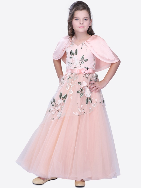 

CUTECUMBER Girls Printed Peach-Coloured Maxi Dress