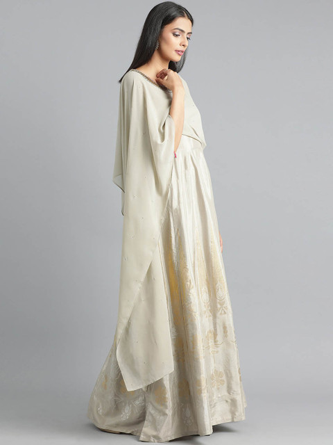 

WISHFUL Women Grey Woven Design A-Line Kurta