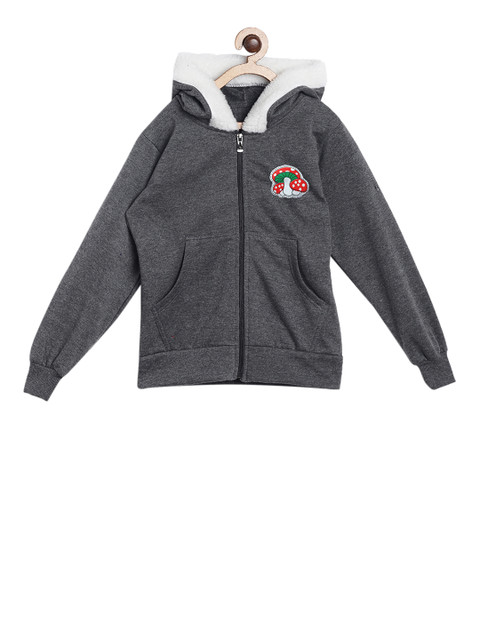 

SWEET ANGEL Boys Grey Melange Solid Hooded Sweatshirt