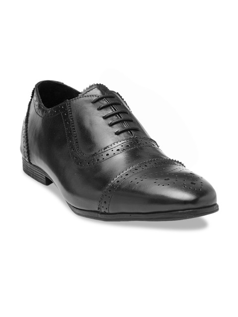 

Teakwood Leathers Men Black Solid Leather Oxfords