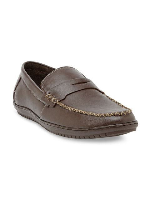 

Teakwood Leathers Men Brown Leather Lightweight Slip-On Sneakers