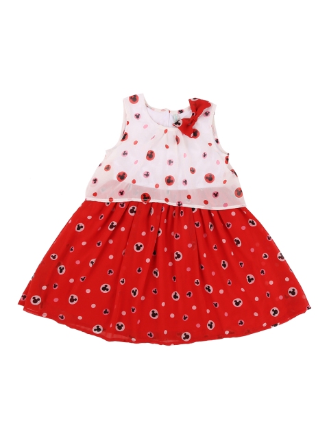 

Pantaloons Junior Girls Red & White Quirky Printed Fit and Flare Dress