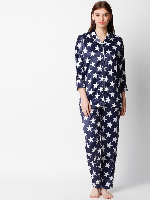 

I like me Women Navy Blue Printed Night Suit ILM-WFO-9108-NY