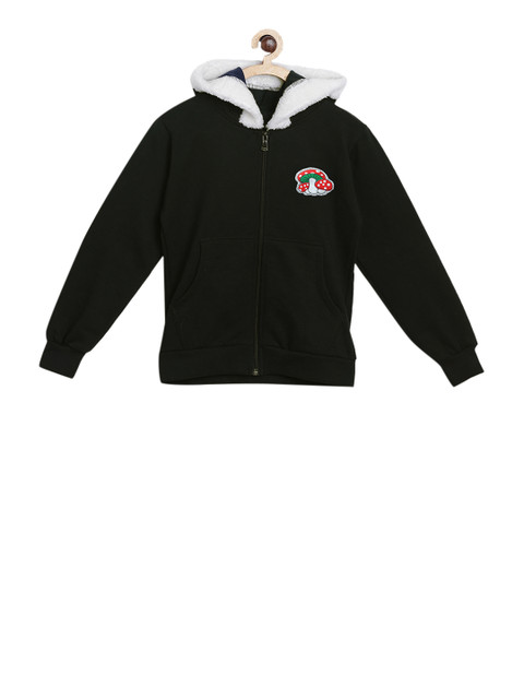 

SWEET ANGEL Boys Black Solid Hooded Sweatshirt